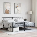 vidaXL, vidaXL Bettgestell mit Kopf- und Fußteil Metall Schwarz 200x200 cm