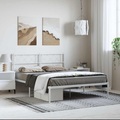 vidaXL, vidaXL Bettgestell mit Kopfteil Metall Weiß 135x190 cm