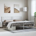vidaXL, vidaXL Bettgestell mit Kopf- und Fußteil Metall Weiß 193x203 cm