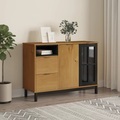 vidaXL, vidaXL Sideboard mit Glastür FLAM 110x40x80 cm Massivholz Kiefer