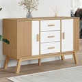 vidaXL, vidaXL Sideboard OLDEN Weiß und Braun 114x43x73,5 cm Massivholz Kiefer