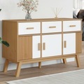 vidaXL, vidaXL Sideboard OLDEN Weiß und Braun 114x43x73,5 cm Massivholz Kiefer