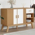 vidaXL, vidaXL Sideboard OLDEN Weiß und Braun 114x43x73,5 cm Massivholz Kiefer