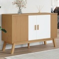 vidaXL, vidaXL Sideboard OLDEN Weiß und Braun 114x43x73,5 cm Massivholz Kiefer