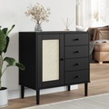 vidaXL, vidaXL Sideboard SENJA Rattan-Optik Schwarz 80x40x80 cm Kiefernholz