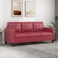 vidaXL, vidaXL 3-Sitzer-Sofa Weinrot 180 cm Kunstleder