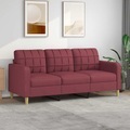 vidaXL, vidaXL 3-Sitzer-Sofa Weinrot 180 cm Stoff