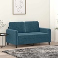 vidaXL, vidaXL 2-Sitzer-Sofa Blau 120 cm Samt