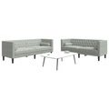 vidaXL, vidaXL 2-tlg. Chesterfield-Sofa-Set mit Nackenrollen Hellgrau Samt