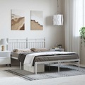 vidaXL, vidaXL Bettgestell mit Kopfteil Metall Weiß 135x190 cm