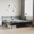 vidaXL, vidaXL Bettgestell mit Kopf- und Fußteil Metall Schwarz 200x200 cm