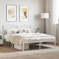 vidaXL, vidaXL Bettgestell mit Kopfteil Metall Weiß 140x190 cm