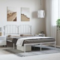 vidaXL, vidaXL Bettgestell mit Kopfteil Metall Weiß 135x190 cm