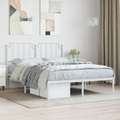 vidaXL, vidaXL Bettgestell mit Kopfteil Metall Weiß 140x190 cm