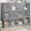 vidaXL, vidaXL Bücherregal mit Türen Betongrau 136x37x109 cm Holzwerkstoff