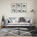 vidaXL, vidaXL Teppich Shaggy Hochflor Modern Schwarz und Creme 200x200 cm