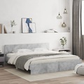 vidaXL, vidaXL Bettgestell mit Kopfteil Betongrau 160x200 cm