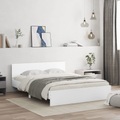vidaXL, vidaXL Bettgestell mit Kopfteil Weiß 150x200 cm