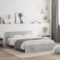 vidaXL, vidaXL Bettgestell mit Kopfteil Betongrau 150x200 cm