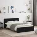 vidaXL, vidaXL Bettgestell mit Kopfteil Schwarz 135x190 cm