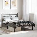 vidaXL, vidaXL Bettgestell mit Kopfteil Metall Schwarz 120x190 cm