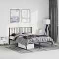 vidaXL, vidaXL Bettgestell mit Kopfteil Metall Schwarz 150x200 cm