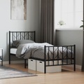 vidaXL, vidaXL Bettgestell mit Kopf- und Fußteil Metall Schwarz 75x190 cm