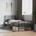 vidaXL, vidaXL Bettgestell mit Kopf- und Fußteil Metall Schwarz 90x190 cm