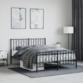 vidaXL, vidaXL Bettgestell mit Kopf- und Fußteil Metall Schwarz 135x190 cm