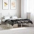 vidaXL, vidaXL Bettgestell mit Kopfteil Metall Weiß 140x190 cm