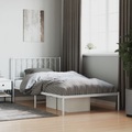 vidaXL, vidaXL Bettgestell mit Kopfteil Metall Weiß 107x203 cm