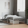 vidaXL, vidaXL Bettgestell mit Kopf- und Fußteil Metall Weiß 107x203 cm