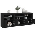 vidaXL, vidaXL Sideboard mit LED-Leuchten Schwarz 181,5x37x67 cm