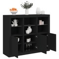 vidaXL, vidaXL Sideboards mit LED-Leuchten 3 Stk. Schwarz Holzwerkstoff