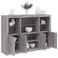 vidaXL, vidaXL Sideboards mit LED-Leuchten 3 Stk. Grau Sonoma Holzwerkstoff