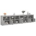 vidaXL, vidaXL Sideboard mit LED-Leuchten Betongrau 283x37x67 cm