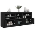 vidaXL, vidaXL Sideboard mit LED-Leuchten Schwarz 162x37x67 cm