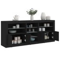 vidaXL, vidaXL Sideboard mit LED-Leuchten Schwarz 181,5x37x67 cm