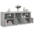 vidaXL, vidaXL Sideboard mit LED-Leuchten Betongrau 181,5x37x67 cm