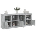 vidaXL, vidaXL Sideboard mit LED-Leuchten Betongrau 164x37x67 cm