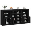 vidaXL, vidaXL Sideboard mit LED-Leuchten Schwarz 202x37x100 cm