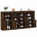vidaXL, vidaXL Sideboard mit LED-Leuchten Räuchereiche 202x37x100 cm
