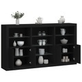 vidaXL, vidaXL Sideboard mit LED-Leuchten Schwarz 181,5x37x100 cm