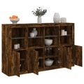vidaXL, vidaXL Sideboards mit LED-Leuchten 3 Stk. Räuchereiche Holzwerkstoff