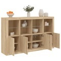 vidaXL, vidaXL Sideboards mit LED-Leuchten 3 Stk. Sonoma-Eiche Holzwerkstoff