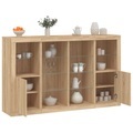 vidaXL, vidaXL Sideboards mit LED-Leuchten 3 Stk. Sonoma-Eiche Holzwerkstoff