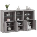 vidaXL, vidaXL Sideboard mit LED-Leuchten Grau Sonoma 162x37x100 cm