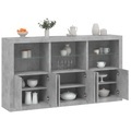 vidaXL, vidaXL Sideboard mit LED-Leuchten Betongrau 181,5x37x100 cm