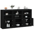 vidaXL, vidaXL Sideboard mit LED-Leuchten Schwarz 181,5x37x100 cm