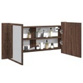vidaXL, vidaXL LED-Spiegelschrank Braun Eichen-Optik 100x12x45 cm